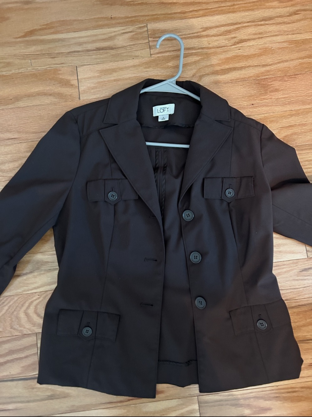 LOFT Black Women's Blazer with Button Flap Pockets